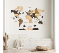 Creatifwood Carte du monde en bois 2D pour décoration murale - Mappemonde en Bois - Art mural - Pour salon, bureau ou chambre (Multicolor, 150L x 105l cm)
