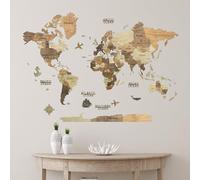Creatifwood Carte du monde en bois 3D pour décoration murale - Mappemonde en Bois - Art mural - Pour salon, bureau ou chambre (Dark, 100L x 70l cm, Sans cadre)