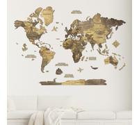 Creatifwood Carte du monde en bois 3D pour décoration murale - Mappemonde en Bois - Art mural - Pour salon, bureau ou chambre (Chocolate, 200L x 140l cm, Sans cadre)