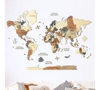 Creatifwood Carte du monde en bois 3D pour décoration murale - Mappemonde en Bois - Art mural - Pour salon, bureau ou chambre (Multicolor, 150L x 105l cm, Sans cadre)