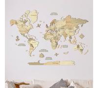 Creatifwood Carte du Monde Murale 3D en Bois | Mappemonde en Relief | Wooden World Map 3D | Décoration Murale Salon Chambre Bureau | Idée Cadeau Voyage | Light 100×70 cm
