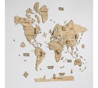 Creatifwood Carte du Monde Murale en Bois 2D - Décoration Murale, Art Mural Voyage, Suivi de Voyages, Idée Cadeau pour Salon, Bureau ou Chambre - Light, 100 x 70 cm