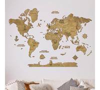 CreatifWood Carte du Monde Murale en Bois 2D - Mappemonde Bois Décorative | Planisphère Mural | Wooden World Map | Décoration Murale Salon Bureau | Idée Cadeau Voyageur (Dark, 150L x 105l cm)
