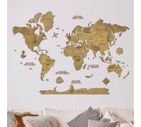 CreatifWood Carte du Monde Murale en Bois 2D - Mappemonde Bois Décorative | Planisphère Mural | Wooden World Map | Décoration Murale Salon Bureau | Idée Cadeau Voyageur (Dark, 100L x 70l cm)