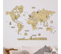 CreatifWood Carte du Monde Murale en Bois 2D - Mappemonde Bois Décorative | Planisphère Mural | Wooden World Map | Décoration Murale Salon Bureau | Idée Cadeau Voyageur (Light, 100L x 70l cm)