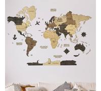 CreatifWood Carte du Monde Murale en Bois 2D - Mappemonde Bois Décorative | Planisphère Mural | Wooden World Map | Décoration Murale Salon Bureau | Idée Cadeau Voyageur (Multicolor, 150L x 105l cm)