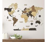 CreatifWood Carte du Monde Murale en Bois 2D - Mappemonde Bois Décorative | Planisphère Mural | Wooden World Map | Décoration Murale Salon Bureau | Idée Cadeau Voyageur (Multicolor, 80L x 55l cm)