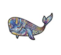 CREATIFWOOD Puzzle en Bois Baleine Bleue 200 pièces - Taille 42×25 cm - Pièces Uniques - Activité relaxante et éducative - Cadeau Parfait pour Adultes et Ados
