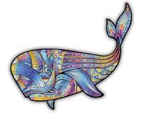 CREATIFWOOD Puzzle en Bois Original 200 pièces - Pièces Uniques - Activité relaxante et éducative - Cadeau pour Adultes et Ados (Baleine Bleue)