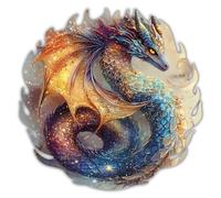 CREATIFWOOD Puzzle en Bois Original 250 pièces - Taille 28×28 cm - Pièces Uniques - Activité relaxante et éducative - Cadeau Parfait pour Adultes et Ados (Dragon Celeste)