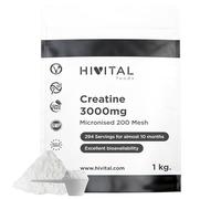 Créatine 3000 mg. 1 Kg / 1000 g. 294 portions pour presque 10 mois de traitement. Poudre de Créatine Monohydrate 100% pure, végétalienne et micronisée à 200 mesh. Fabriqué en Europe par HIVITAL