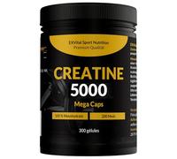 Créatine 5000 Mega Caps, 5000 mg de créatine monohydrate par dose journalière, 300 capsules véganes, 100% pure, Facteur Mesh 200, Végane et testée en laboratoire