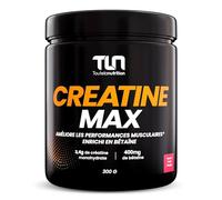 CREATINE MAX | Créatine Monohydrate Pure en Poudre | Enrichie en Bétaïne et Maltodextrine | Booster de Performances Musculaires | Sans Additifs | Pre Workout | Saveur Fruits Rouges | 300g | TLN