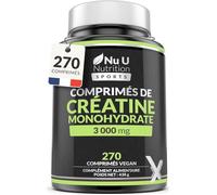 Créatine Monohydrate 3000mg - 270 Comprimés Véganes - Cure de 3 Mois - Complément d'Énergie de préparation à l’Entraînemenes