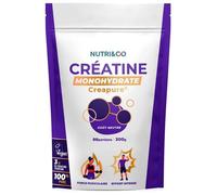 Créatine Monohydrate Creapure - Poudre Goût Neutre - 300g - 88 Doses - Nutri&Co