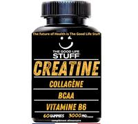 Creatine Monohydrate Gummies 3g/Supplément Creatine Musculation pour la Force, l'Énergie et la Récupération Musculaire Avec Collagene Marin, Vitamine B6 et Pre Workout BCAA/60 Bonbons Créatine 1 mois