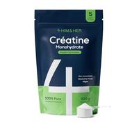Créatine Monohydrate Poudre 500g (147 Doses, Cure 5 Mois) - Sans Goût et Soluble - 100% Pure, Micronisée 200 Mesh - Vegan pour Hommes et Femmes - Sans Gluten, Sans Additifs - Creatine - 4 HIM & HER