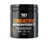 Créatine Monohydrate Pure | 83 Portions | Prise de Masse, Force, Explosivité, Résistance Musculaire et Récupération | Pre & Post Workout Musculation | 100% Vegan et sans Arômes | 250g | TLN