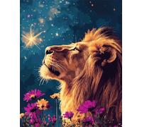 Création De Tapis Et Canvas Lion Fantastique Et Fleurskit De Fabrication De Tapis pour Adultes Grand Coussin Latch Mat Yourself Knotting Beginners，DIY Latch Hook Kits Tapisserie 52x38cm