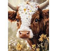 Création De Tapis Et Canvas Vache Et Fleurskit De Crochet De Loquet Diy Pour Adultes Débutants,Ensemble De Point De Croix,Fabrication De Tapis,Coussin,Broderie À L'Aiguille,Kits D'Art 21x29in