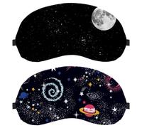 Creation Lot de 2 masques de sommeil univers, planète, étoiles, terre pour hommes et femmes, bloquant la lumière avec sangle réglable, bandeau pour les yeux de nuit