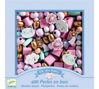 DJECO - Perles en Bois Arc-en-Ciel Perles, Multicolore, 6 m (DJ09823)