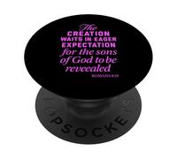 Creation Waits God Children Bible Prayer Group Romains 8:19 PopSockets PopGrip Adhésif
