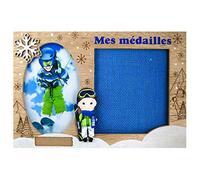 créations dani Cadre Photo Mes Médailles Skieur - Marine