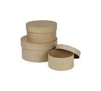 Creativ 263700 Lot de 3 boîtes Rondes en Papier mâché Marron 10 + 13 + 16 cm
