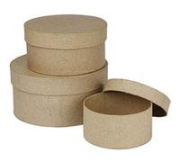 Creativ Company Lot de 3 boîtes rondes 263700 en papier mâché Marron 10+13+16 cm