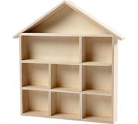 Creativ 100263 Système d'étagères en forme de maison, taille 26x25, 2 cm, H: 3, 5 cm, Paulownia, 1pc, Bois