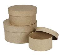 Creativ Company Lot de 3 boîtes rondes 263700 en papier mâché Marron 10+13+16 cm