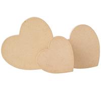 Creativ Company Boîtes en papier mâché 263760 – Lot de 3 cœurs 10×12,5×15 cm marron