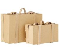 Creativ 263990 Mini valises vintage en papier mâché, 2 pièces/1 lot, beiges