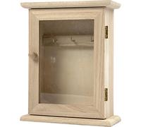 Creativ Armoire à clés en bois 1 pièce avec panneau de porte en verre Crochets à clés en métal