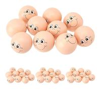 Creativ Boules en bois avec visage (Lot de 4)