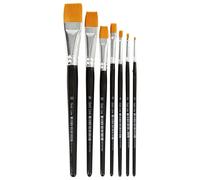 Set de pinceaux plats synthétiques - n° 0 à 20 - 7 pcs Noir G