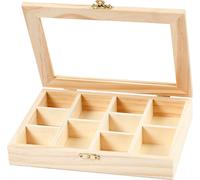 Creativ Company CC Boîte en bois avec couvercle en verre 15,5x20,5x3,5 cm