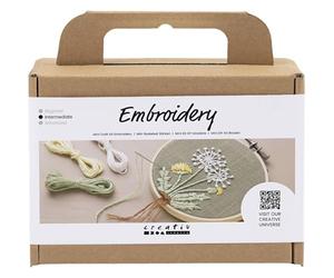 Creativ Company Creative Mini Knitting Kit - Dandelion in Embroidery Frame - Create Beautiful Wall Decorations