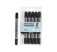 Creativ Company Marqueurs textiles, épaisseur du trait 2,3 +3,6 mm, noir, 6 pièces