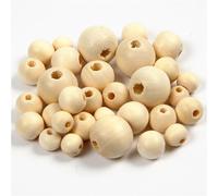 Creativ company Perles en bois Creotime, d : 8+10+12+15 mm, baie de porcelaine, 175 gr, 400 ml