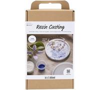 Creativ Company Starter Creative Set Resin Casting Round Tray with Marbling in Blue and White for Creating Beautiful Decorations