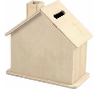 CREATIV COMPANY Tirelire 10 pièces 10x10x5,4cm, en bois clair