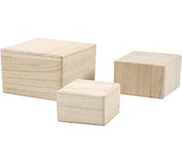 Creativ Empress Wood Lot de 3 Cubes en Bois 5-6-8 cm