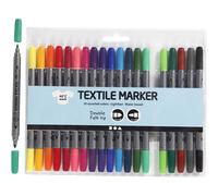 Creativ Lot de 20 marqueurs pour textile à double pointe, Assortiment de couleurs