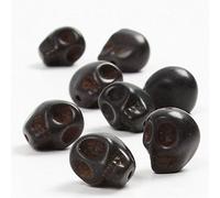 Perles howlite - Tête de mort - Noir - 12 mm - 32 pcs G