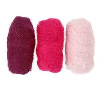 Colortime laine cardée rose 10 grammes 3 pièces