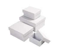 Assortiment de Boîtes gigognes rectangulaires à couvercle - Blanc - 5 x 7,5 à 11 x 14 cm - 4 pcs Blanc G