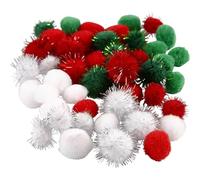 Creativ Pompons, D : 15 + 20 mm, vert, blanc, rouge, 48 asstd