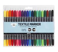 Creativ Lot de 20 marqueurs pour textile à double pointe, Assortiment de couleurs